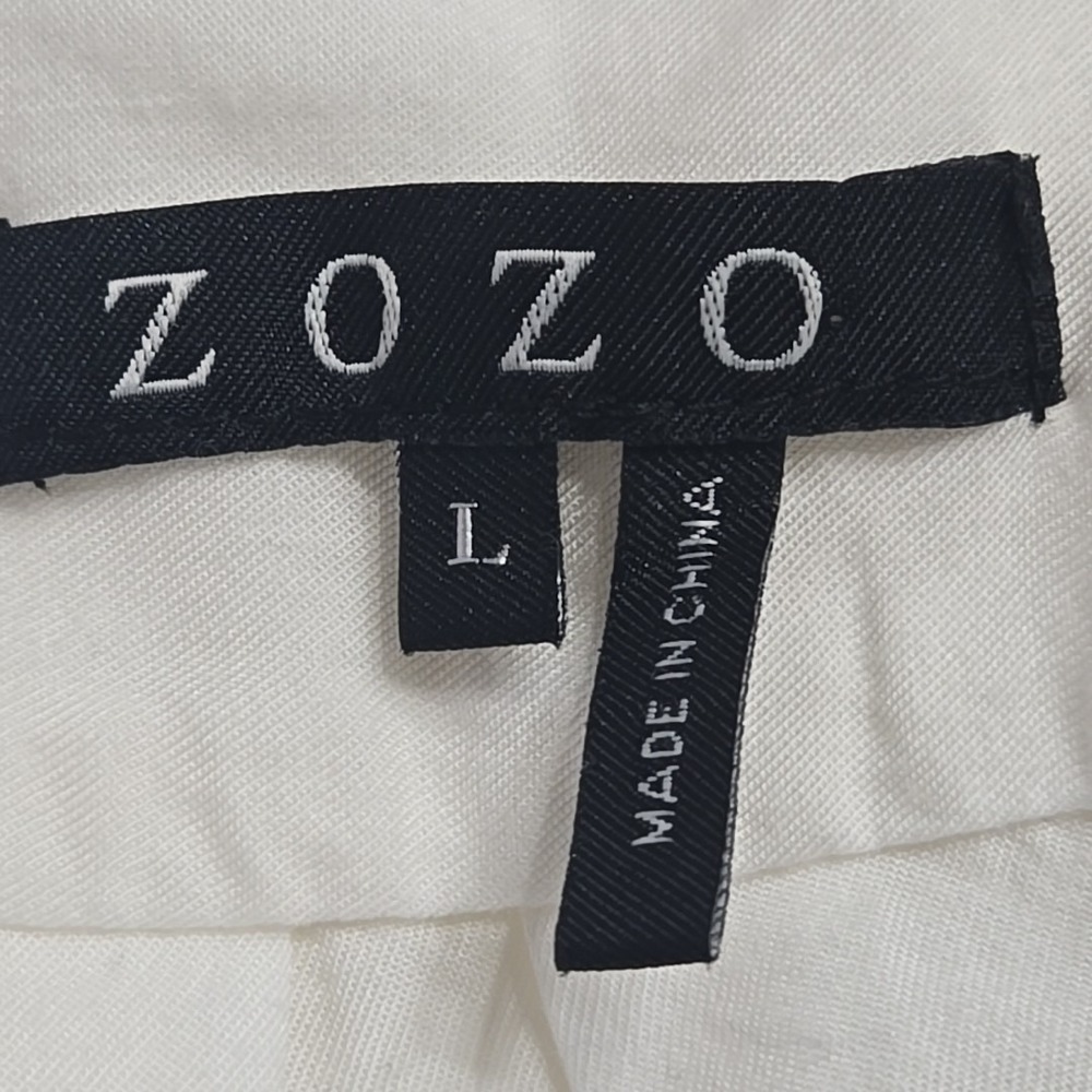 ZOZO White Denim Button Front Ripstop Long Sleeve Lightweight Jacket Shirt Large - Picture 6 of 8